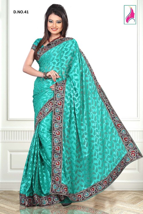 Magnificent Rama Green Designer Ever Green Saree