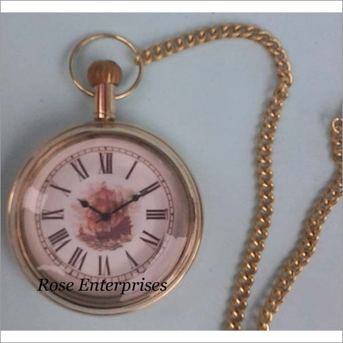 Nautical Pocket Clock with Chain