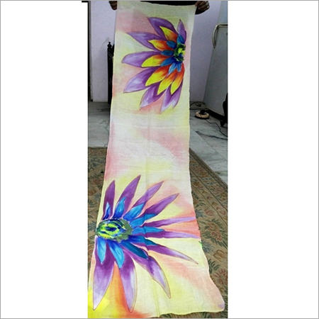 Hand brush paintings in silk scarfs