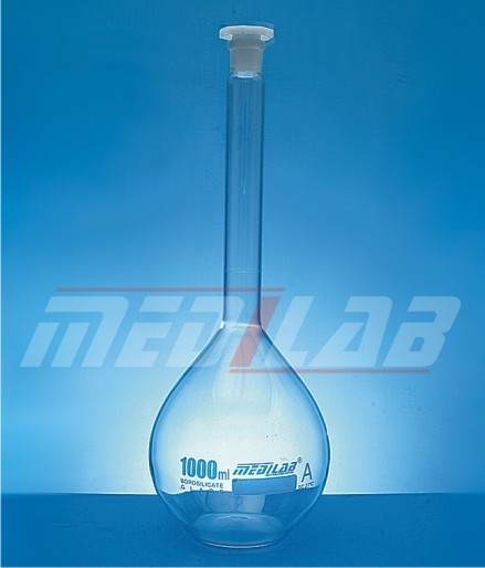 Volumetric Flask - Glass, 10-5000 ml, Clear, Class A/B, Polyethylene Stopper | Precise Measurements, DIN 12664