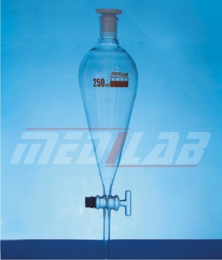 Separating Funnel - Borosilicate Glass, 50-2000 Ml, Conical/Squibb Shape | Glass Stopcock, Polyethylene Stopper, Leak-Proof Design