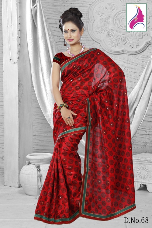 Awesome Red Silk Designer New Arrival Saree
