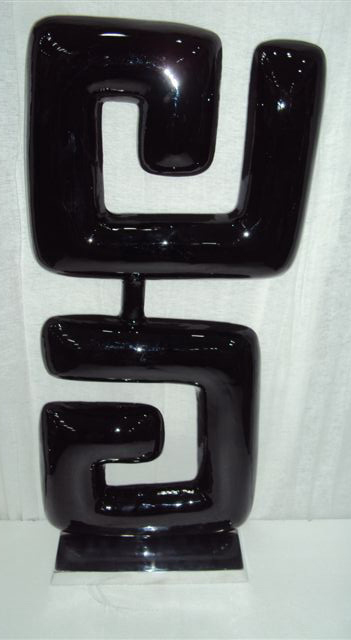 Decorative Item - Ceramic, Metal & Marble Base, 12x4x2 Inches, Black | Elegant Design, Glossy Finish, Modern Abstract Style, Durable, Easy to Clean, Versatile Decor