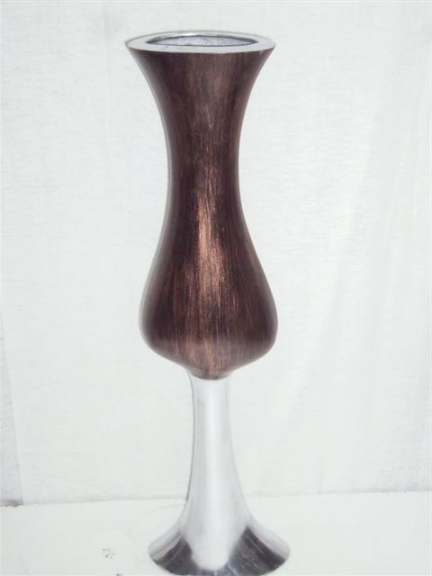 Aluminium F.Vase - Aluminum, 12x6 inches, Brown Matte | Elegant Design, Durable Material, Modern Aesthetic