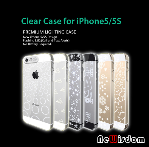 Clear Flashing LED Case for iphone 5s/iphone 5