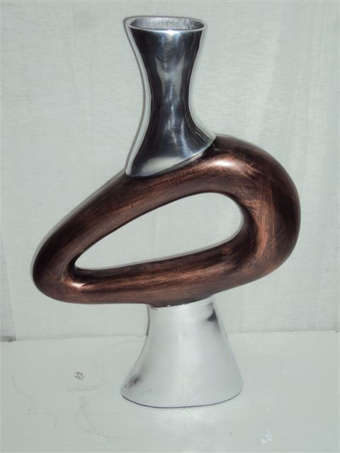 Aluminium F.Vase - Aluminum, 12x8x4 Inches, Brown | Elegant Design, Durable Material, Modern Style, Unique Shape
