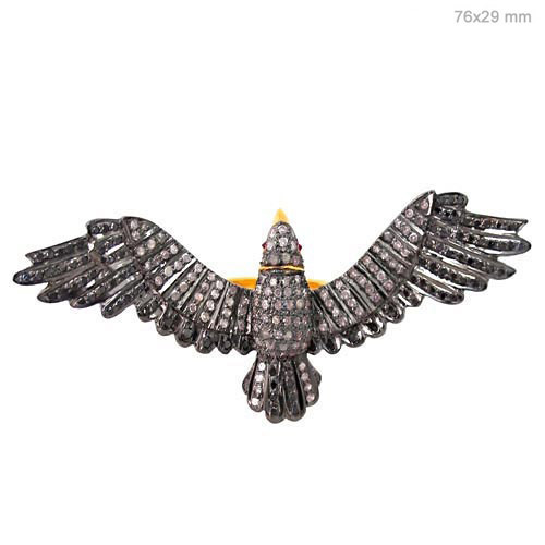 Diamond Ruby Silver Bird Ring