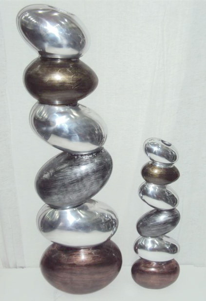 Decorative Item - Aluminum, Varied Height, Silver | Elegant, Durable, Unique Ovoid Design, Polished Finish, Versatile Decor, Sophisticated Style