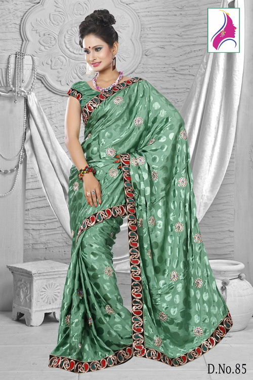 Ostantaneous Green Jacquard Embroidery New Arrival Saree