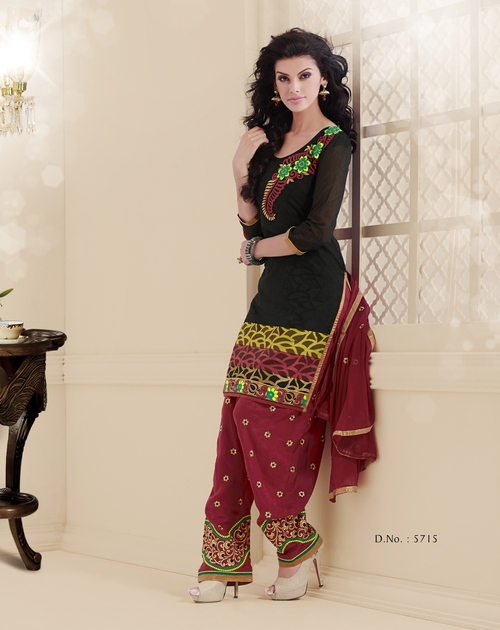 Patyala Suits For Ladies - Cotton Silk, Size S-XL, Black | Handcrafted Embroidery, Elegant Design, Comfortable Fit