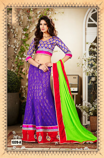 Expressive Purple Net & Georgette Lehenga Choli