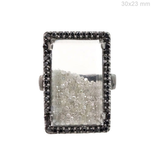 हीरा क्रिस्टल चांदी की अंगूठी