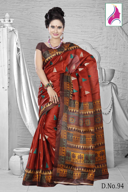Pleasing Red Designer New Arrival Khadi Saree