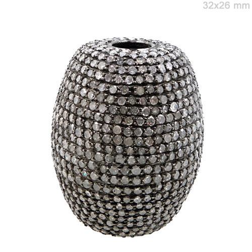 Sterling Silver Pave Diamond Finding - 32x26 mm, 11.95 CTS Diamonds, Elegant Design