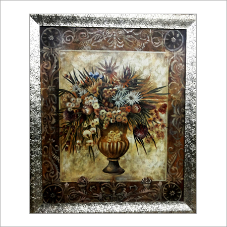 Flower Pot - Canvas & Wood, 24x30 Inches, Beige | Elegant Design, Durable, Easy to Clean, Silver Frame