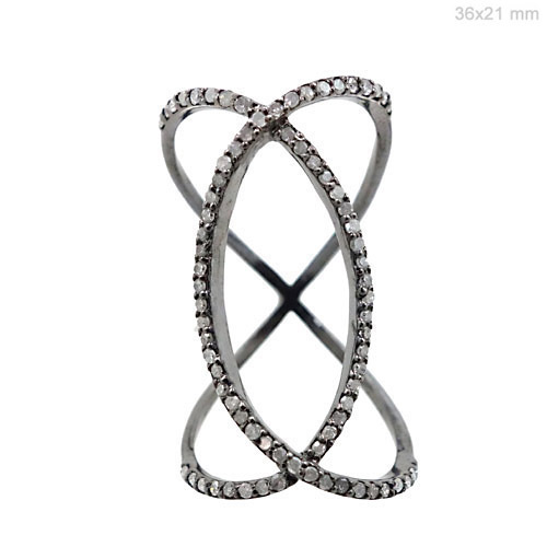 Pave Diamond Silver Ring Jewelry