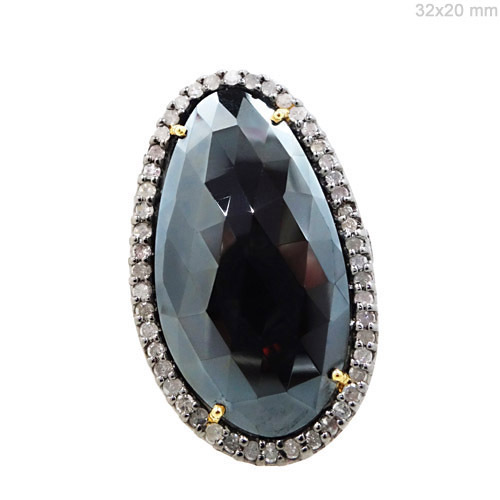 Black Spinel Diamond Gold Ring