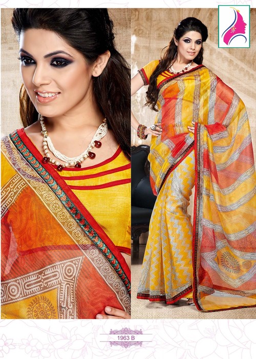 Dainty Yellow Designer Printed Casual Wear Saree