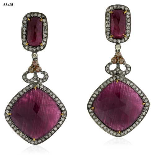 18 k Gold Diamond Gemstone Earrings Jewelry