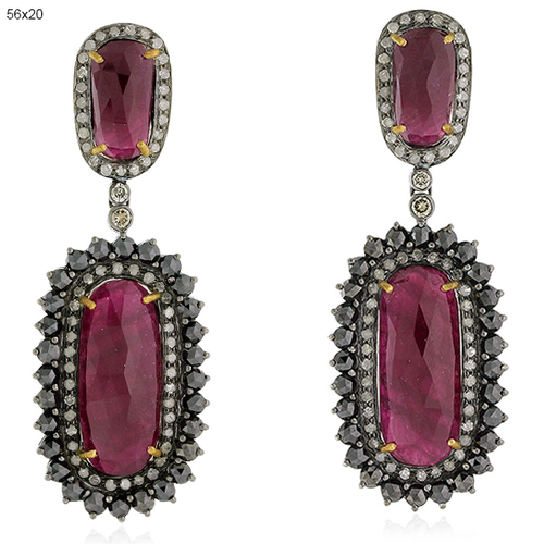 18 k Gold Diamond Gemstone Earrings Jewelry