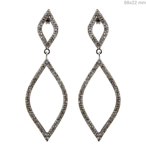 Diamond Pave Sterling Silver Earrings