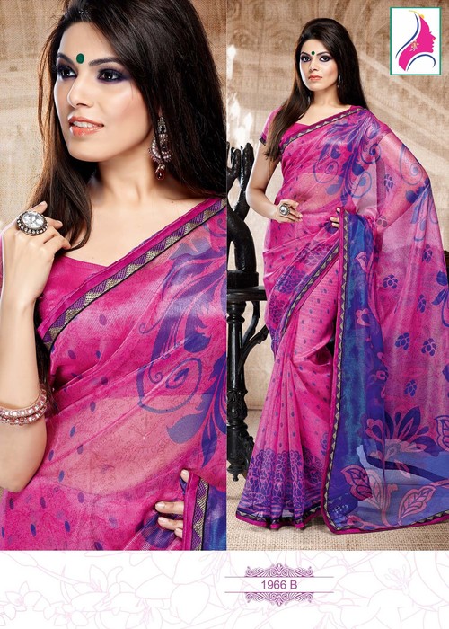 Pleasing Dark Pink Designer Printed Casual Wear Saree
