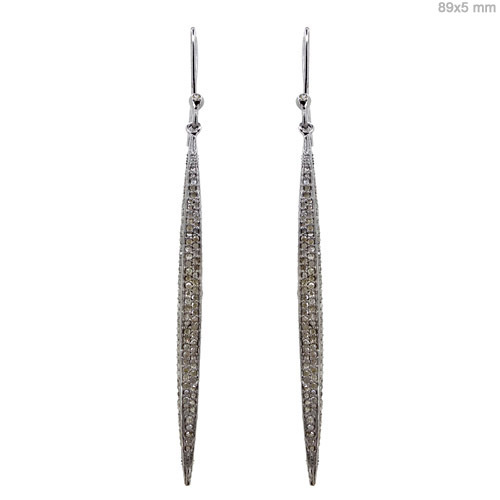 Sterling Silver Pave Diamond Earrings - 89x5 mm, 3.62 CTS Diamonds | Trust Stamp, Elegant Design, Versatile Style