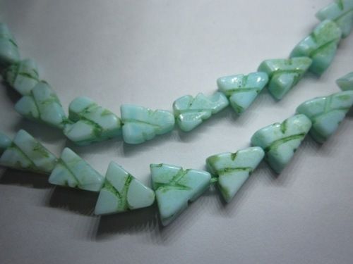 Trillion Cut Green Opal Carved Triangle Shape Beads