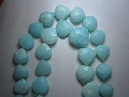 Pear Cut Peru Opal Faceted Heart Shape Beads