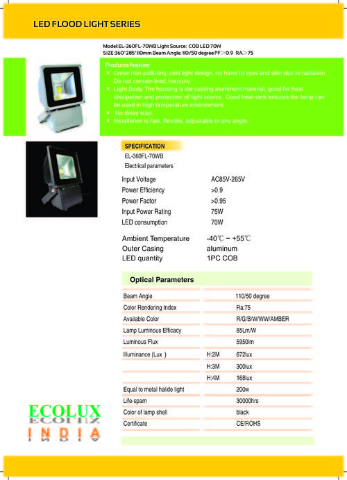 LED Flood Light Series- Model EL-360FL-70WB