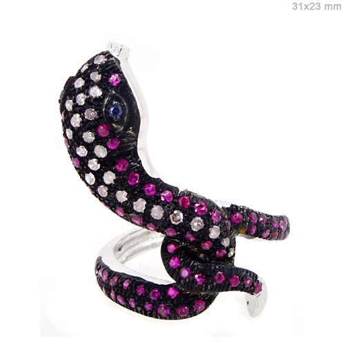 Ruby Diamond Silver Ring