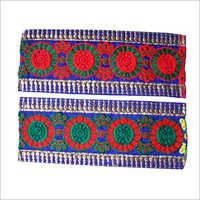 Hand Embroidery Border - Cotton, 1-5 Meters Long, 2-4 Inches Wide, Blue Floral Design | Appealing Patterns, Durable, Handcrafted, Seamless Finish, Superior Shine