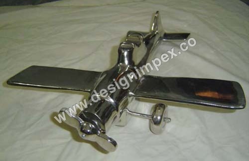 Modern Tabletop Glossy Aeroplane Model - Premium Quality Resin, 12x8 inches, Sleek Silver Finish, Realistic Detailing