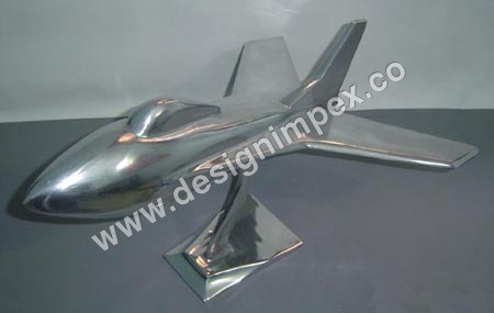 Showpiece Silver Color Coated Aeroplane Model