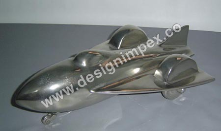 Modern Decorative Color Coated Aeroplane Model - Aluminum 12x8" Silver, Handcrafted Glossy Finish