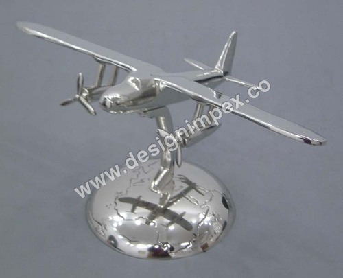 Decor Silver Coated Aeroplane Model