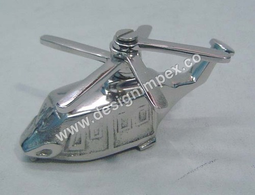 Silver Coated Helicopter Model