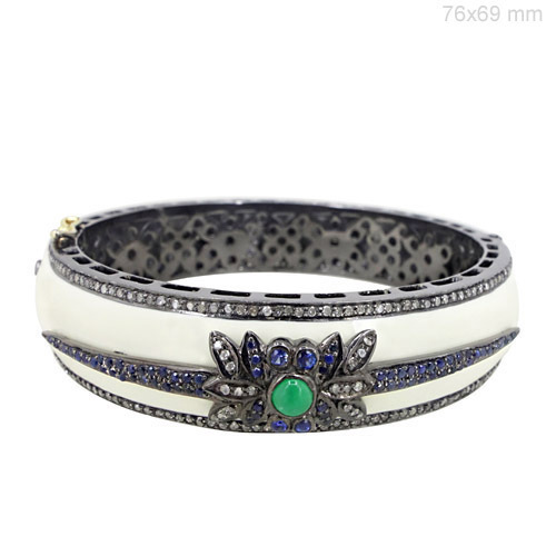 Sapphire Emerald Diamond Gold Bangle