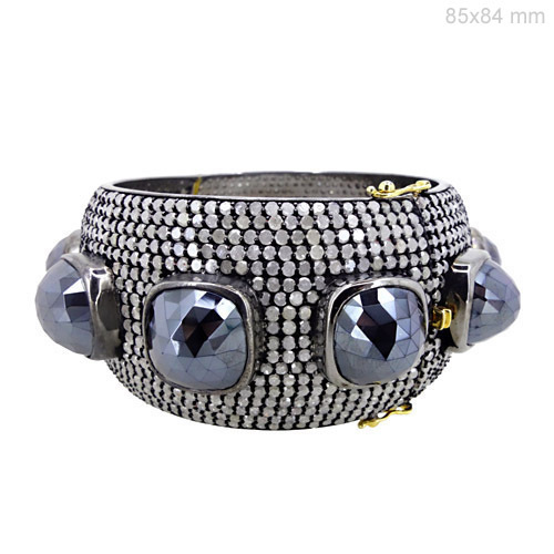 Diamond Black Spinel Gold Bangle