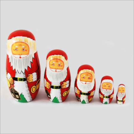 Russian Nesting Santa Dolls - Wooden, Variable Sizes, Red | Hand-Painted, Collectible, Gift Box
