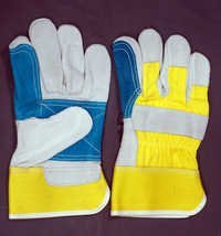 Double Palm Cow Split Leather Working Gloves