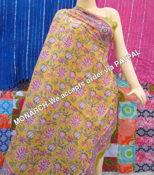 Pink Tulip Sarong Hand Block Printed 100%cotton