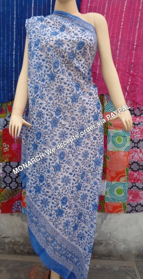 BLUE FLOWER HAND BLOCK PRINT SARONG