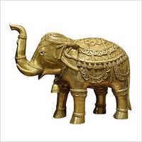 Brass Elephant Statue - Handcrafted Brass, Variable Dimensions, Gold Color | Durable, Elegant Design, Captivating Look, Lustrous Finish