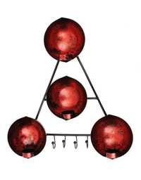Handmade 19" Ht Decorative Tea Light Holder With Red Foil On Ironwork Wall Hanging Sconce 