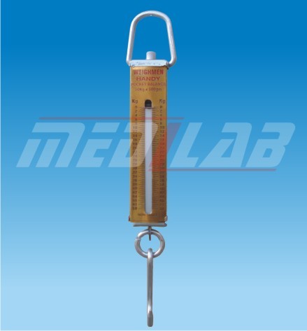 Spring Balance - Metal & Plastic Flat Type, Zero Adjustment, Hanging Ring, Hooks for 10kg 25kg 50kg