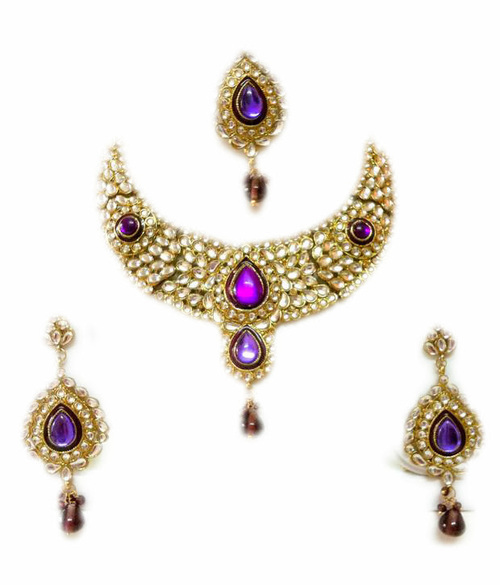 Purple Kundan Necklace Set 02