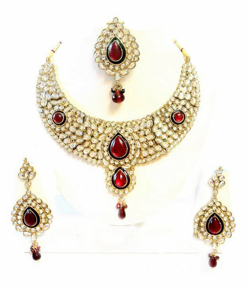 Red Kundan Necklace Set 03