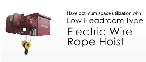 Low Headroom Type Rope Hoist - Electric Powered, Durable Red Finish | High Quality, Strong Performance, Easy Installation, Smooth Operations