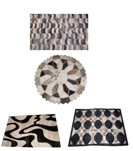 Home Furnishing Rugs - Leather, Various Sizes, Beige | Elegant Design, Durable Material, Geometric Pattern